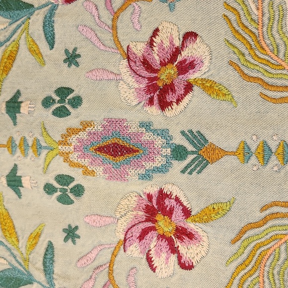 Johnny Was Denim Jean Jacket Oversized Shirt Embroidered Button Front XL Vintage - Picture 10 of 11